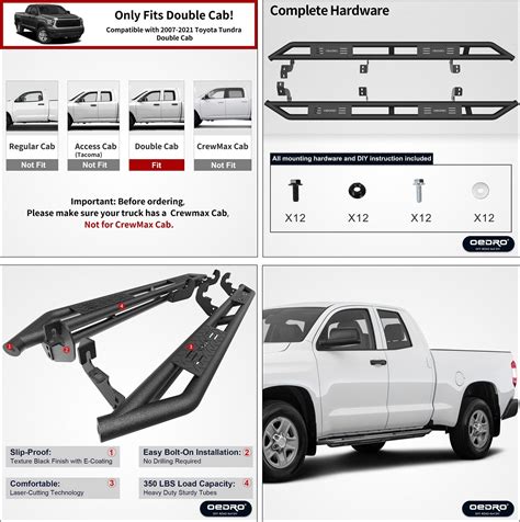 For Toyota Tundra Double Cab Hex Running Boards Side Steps Nerf Bars Free Next Day