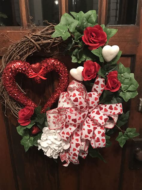 Hearts And Roses Valentine Wreath Wreaths For Front Door Etsy In 2021