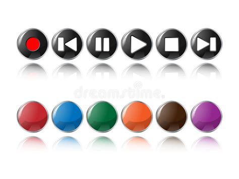 Glossy Music Player Buttons Stock Vector Illustration Of Brown Icon