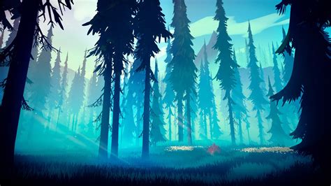 Among Trees Cyan Forest By Dadaws On Deviantart Anime Background