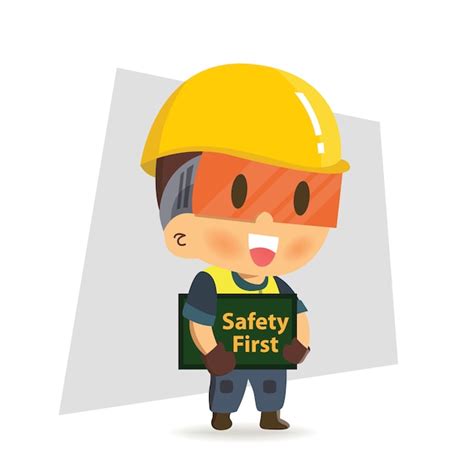 Premium Vector Character Worker Construction Holding Safety First
