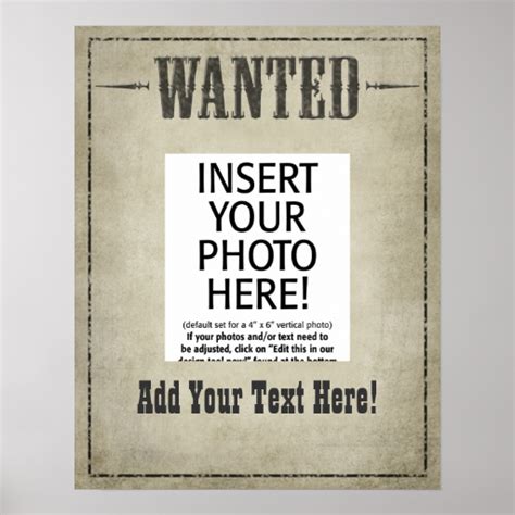 Wanted Poster Template Zazzle