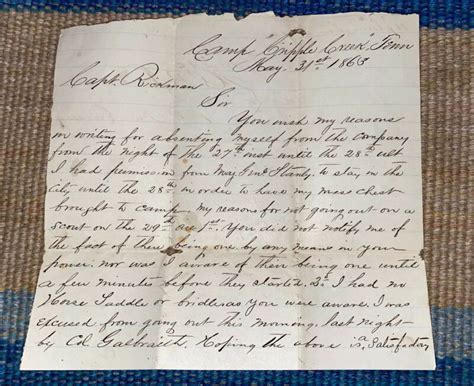 1963 Civil War Us Cavalry Officer Letter Explaining Awol Antique