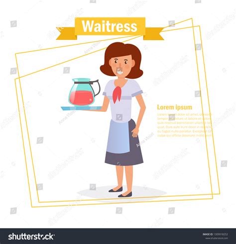 Waitress Vector Cartoon Isolated Art On 스톡 벡터로열티 프리 1309918252