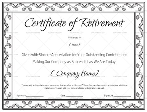 Certificate Of Retirement 928 Doc Formats Retirement Certificate