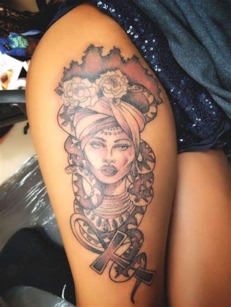 Pin By Taylor Powell On Tattoo Ideas African Tattoo Girl Thigh