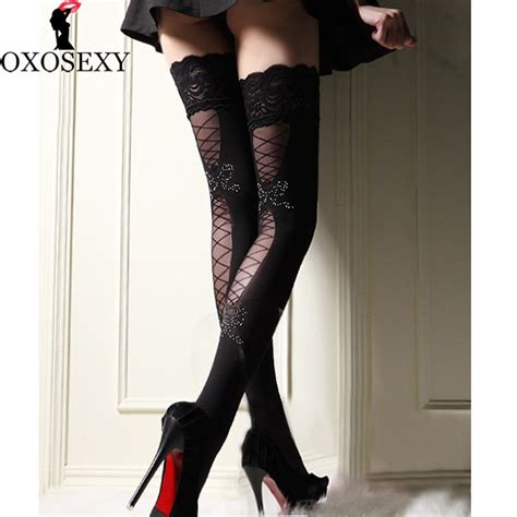 Hot Sale Bow Women Sexy Stockings Sheer Straps Lace Fishnet Mesh Top