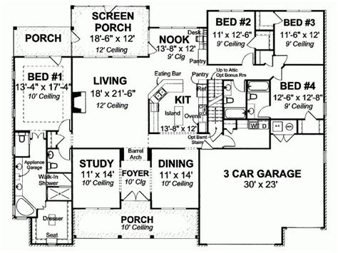 Unique One Story 4 Bedroom House Floor Plans New Home Plans Design