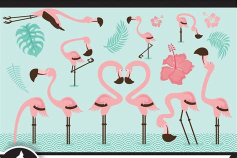 Summer Flamingo Clip Art Custom Designed Illustrations