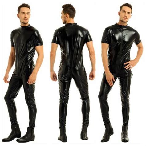 iefiel herren overall einteiler wetlook bodysuit kurzarm unterhemd jumpsuit club ebay
