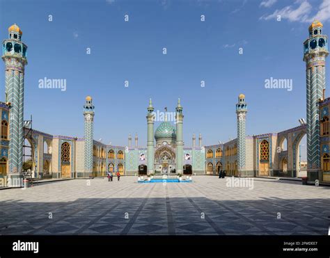 the courtyard of the holy shrine of imamzadeh hilal ibn ali or blue mosque in aran va bidgol