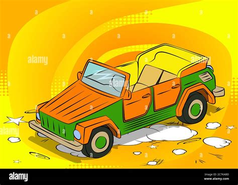 Comic Book Style Cartoon Vector Illustration Of A Cool Retro Cabriolet
