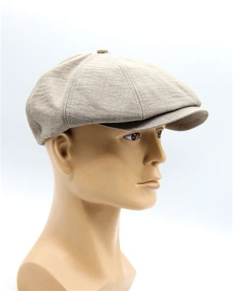 Summer Newsboy Hat Grey Linen Cap Etsy