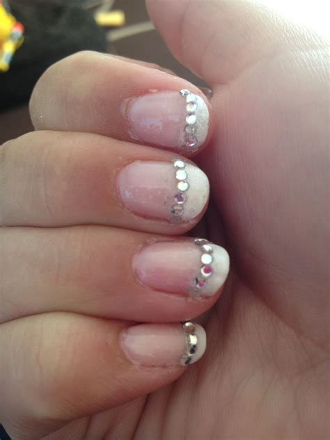 French Manicure With Gems How To Do Nails Manicure Nail Designs Nail