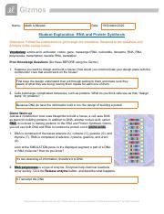 Transcription get the gizmo ready: GIZMO RNA Protein Synthesis.pdf - Name Malik A-Musawi Date 19\/Octobor\/2020 Student Exploration ...