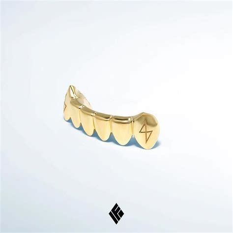Solid 14k Yellow Gold Bottom 6 Grills With Custom Engraved Logo On