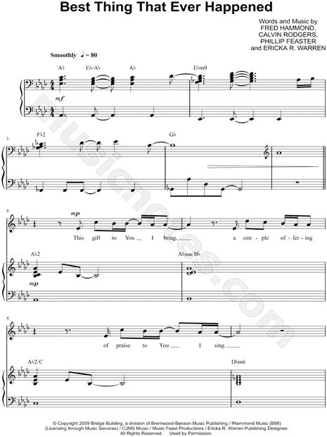 fred hammond best thing that ever happened piano vocal chords choral sheet music in ab major