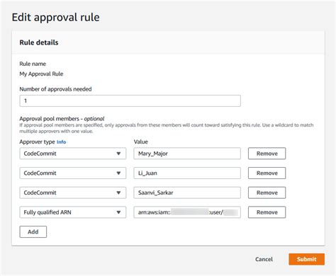 Edit Or Delete An Approval Rule For A Pull Request Aws Codecommit