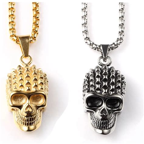 Skull Skeleton Pendant Necklace Goldsilver Plated Hip Hop Pendant