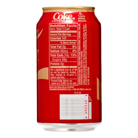 Coca Cola Nutrition Facts Label For 12 Oz Can Bios Pics