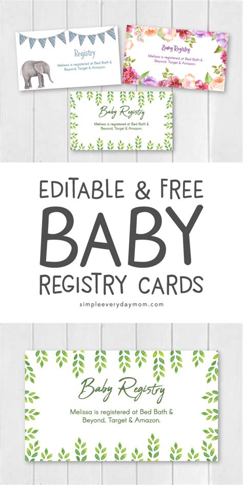 Editable And Free Printable Baby Registry Cards