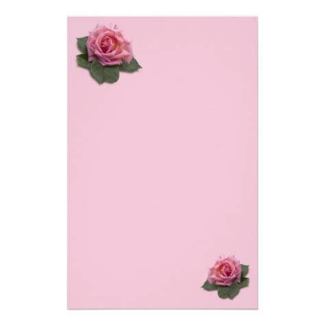 Pink Rose Stationery Zazzle