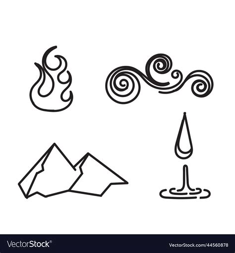 Hand Drawn Doodle Four Element Icon Isolated Vector Image