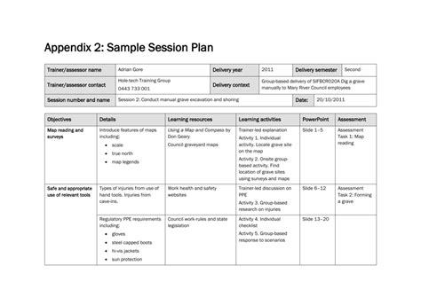 Appendix 2 Sample Session Plan