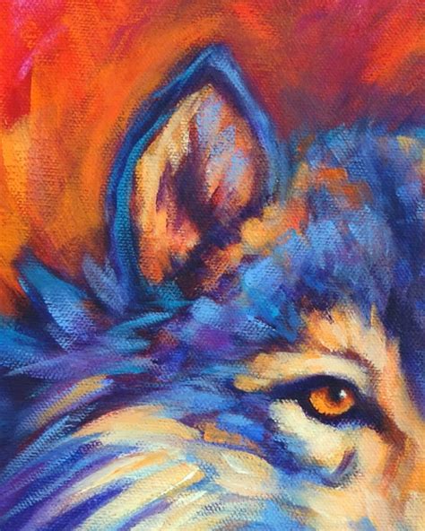 Wildlife Art Of The West Expressive Vibrantly Colorful Wolf Painting