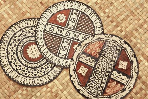 Round Fijian Tapa Masi Polynesian Tapa Cloth Siapo Ngatu Hiapo