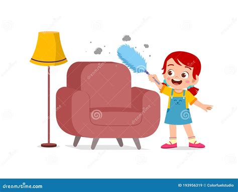 Little Boy Cleaning Table With Cloth Vector Illustration