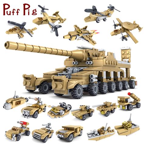 544pcs Lego Set 16 In 1 Army Tank Building Block Bricks Military