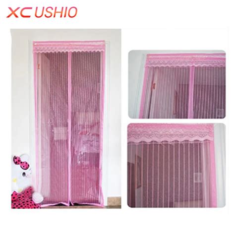 90210cm Voile Fabric Screen Door Mosquito Curtain Magnetic Anti