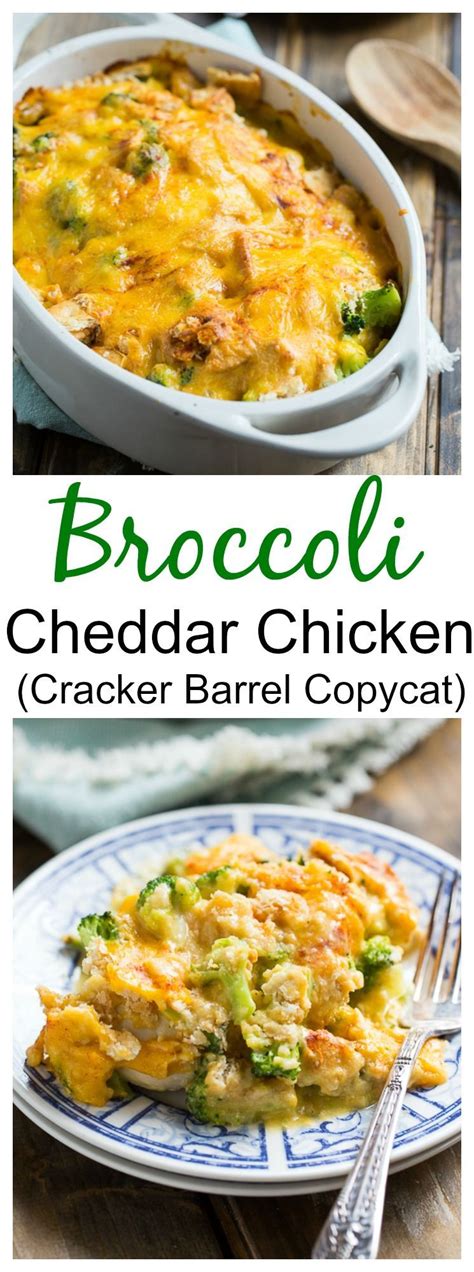 (check chicken by cutting the thickest part and look to see that the chicken is uniform in color). Broccoli Cheddar Chicken (Cracker Barrel copycat ...