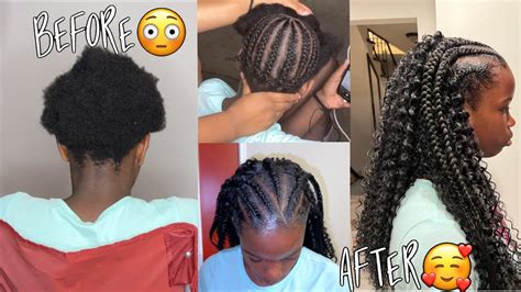 Fulani Feed In Braids W Curly Sew In On The Thickest 4c Hair Youtube
