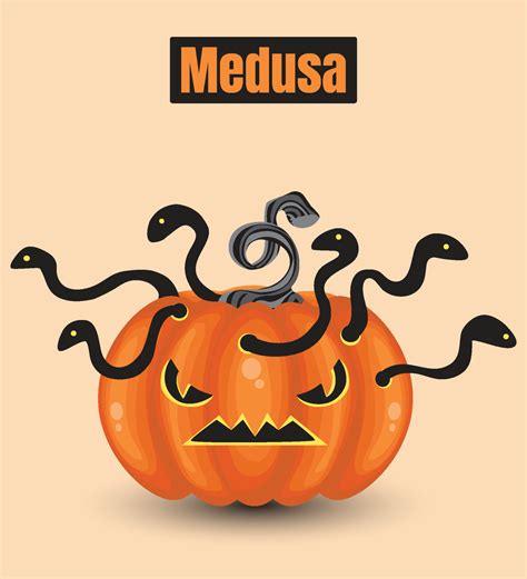Pumpkin Monsters Medusa 11380259 Vector Art At Vecteezy