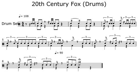 Th Century Fox Drums Sheet Music For Drum Set
