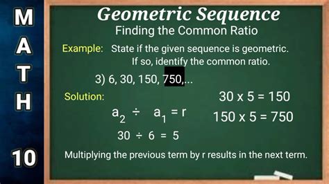 Geometric Sequence Finding The Common Ratio Youtube