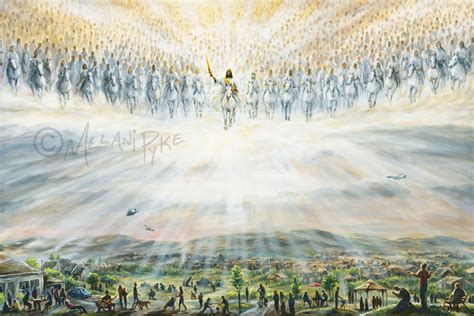 Jesus Returns Art Print Of Jesus Christ Descending On White Etsy Israel