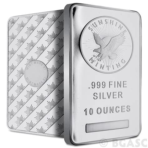 Buy 10 Oz Silver Bars Sunshine Minting 999 Fine Bullion Ingot 10 Oz