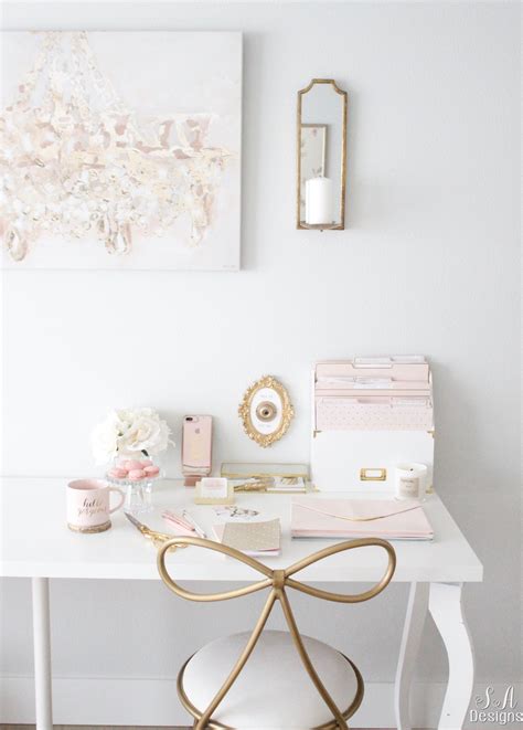 Blush And Gold Glam Office Reveal Home Office Decor