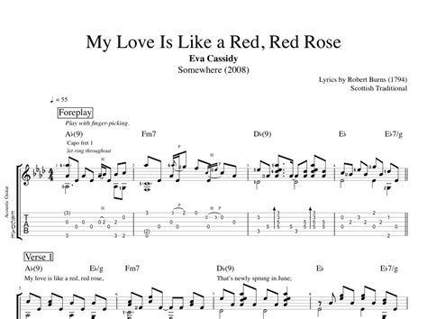 My Love Is Like A Red Red Rose · Eva Cassidy Guitars Tab
