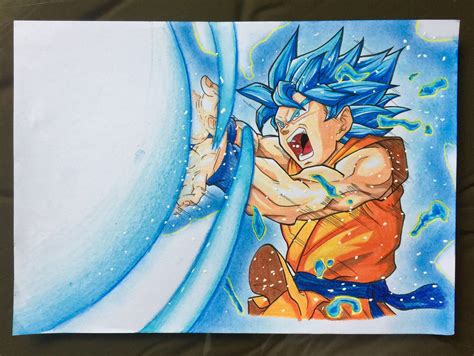 Goku Super Saiyan Blue Kamehameha Hand Illustration