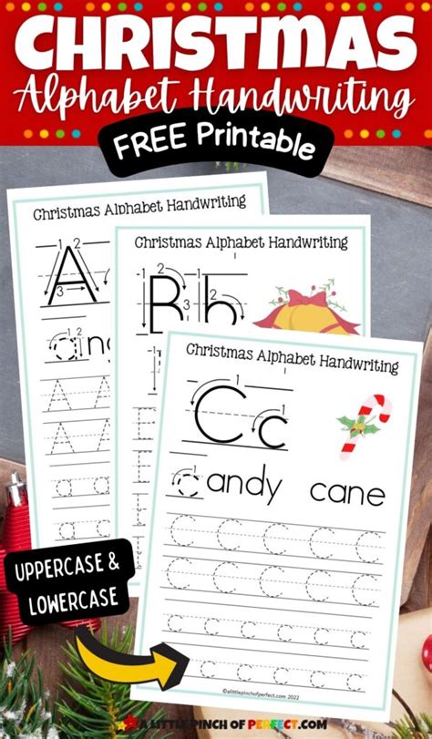 Christmas Alphabet Handwriting Worksheets Free A Little Pinch Of Perfect
