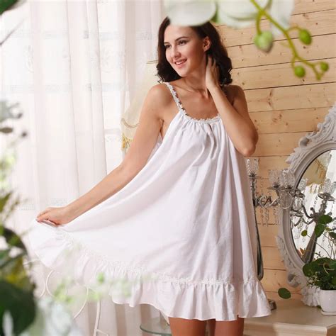 Cotton Nightgown Princess Women Plus Size White Cotton Sleeveless