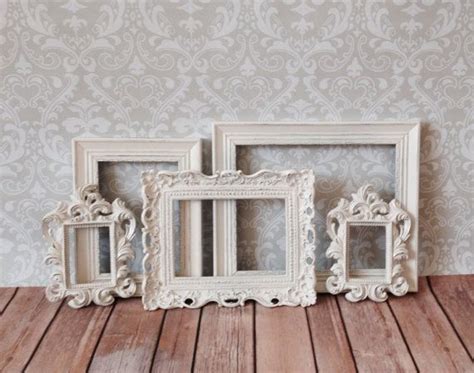 5 Vintage Style Picture Frames Distressed White By Vintageevents