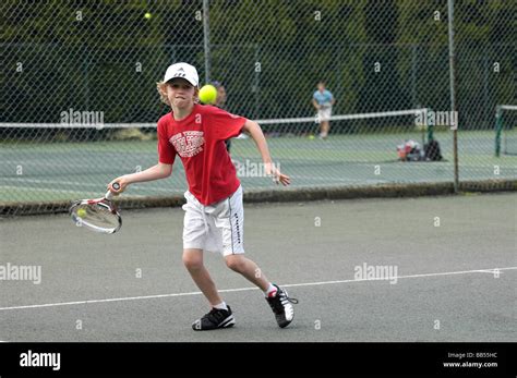 A Ten Year Old Babe Playing Tennis Stock Photo Alamy