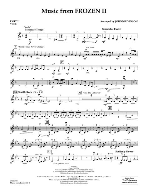 Music From Disneys Frozen 2 Arr Johnnie Vinson Pt2 Violin