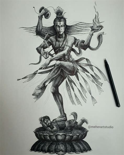 Lord Shiva Ink Pen Drawings Shiva Tattoo Design Pen Art