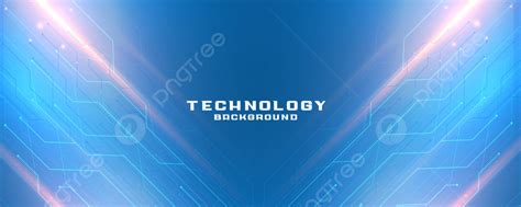 Blue Technology Banner With Circuit Lines Diagram Background Abstract